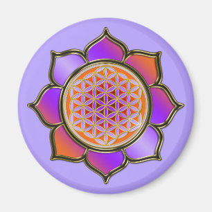 Aimant Fleur de la vie Lotus - violet orange / violet