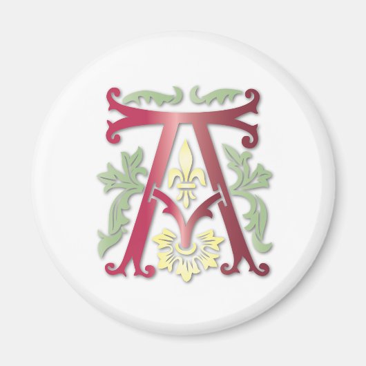 Aimant Fleur de lis A Monogramme (Devant)