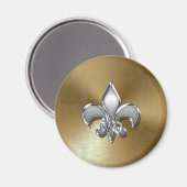 Aimant Fleur-De-Lis Argent sur Damas Or (Recto/Verso)