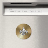 Aimant Fleur-De-Lis Argent sur Damas Or (In Situ (Lave-vaisselle))