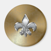 Aimant Fleur-De-Lis Argent sur Damas Or (Devant)