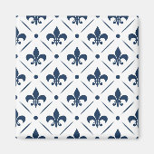 Aimant Fleur De Lis bleu foncé motif sur arrière - plan b (Devant)