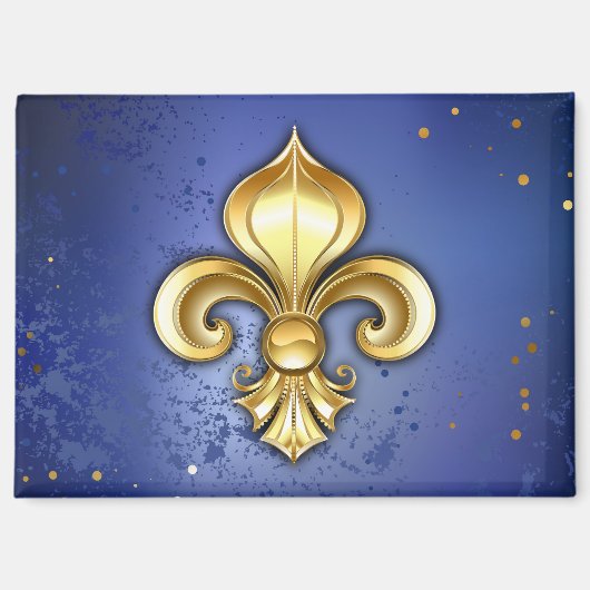 Aimant Fleur de lis dorée sur fond bleu (Recto)