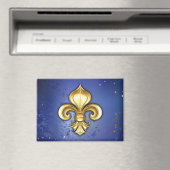Aimant Fleur de lis dorée sur fond bleu (In Situ (Lave-vaisselle))