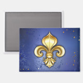 Aimant Fleur de lis dorée sur fond bleu (Recto/Verso)