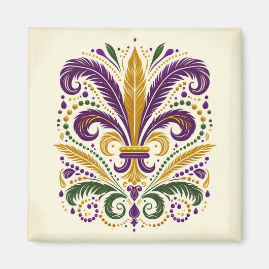 Aimant Fleur de lis jaune et vert violet (Devant)