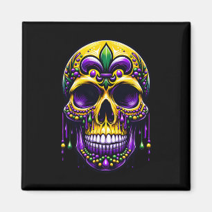 Aimant Fleur De Lis Mardi Gras Crâne Carnaval de la Nouve