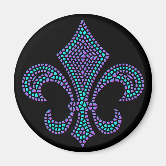 Aimant Fleur De Lis Mosaic Bevel Pastel (Devant)