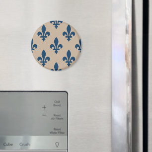 Aimant Fleur de Lis Motif, Royal French Blue sur Crème