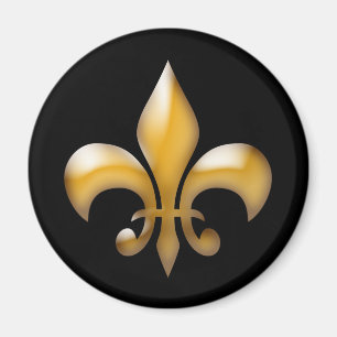 Aimant Fleur de Lis noir et or