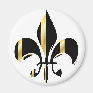 Aimant Fleur de Lis noir et or