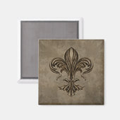 Aimant Fleur de lis Sepia vintage (Recto/Verso)