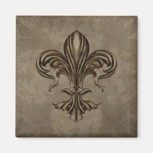 Aimant Fleur de lis Sepia vintage