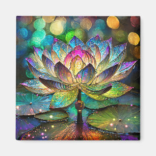 Aimant Fleur de lotus vibrante en verre teinté