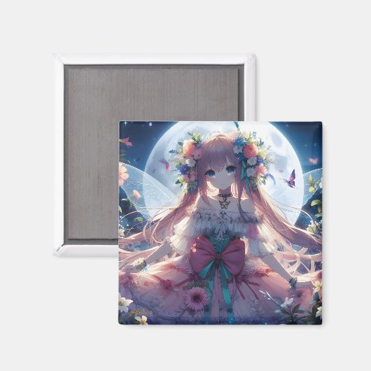 Aimant Fleur de lune d'Anime (Recto/Verso)