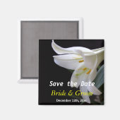 Aimant fleur de lys blanc mariage save the date (Recto/Verso)