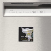 Aimant fleur de lys blanc mariage save the date (In Situ (Lave-vaisselle))