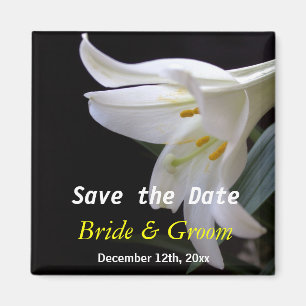 Aimant fleur de lys blanc mariage save the date