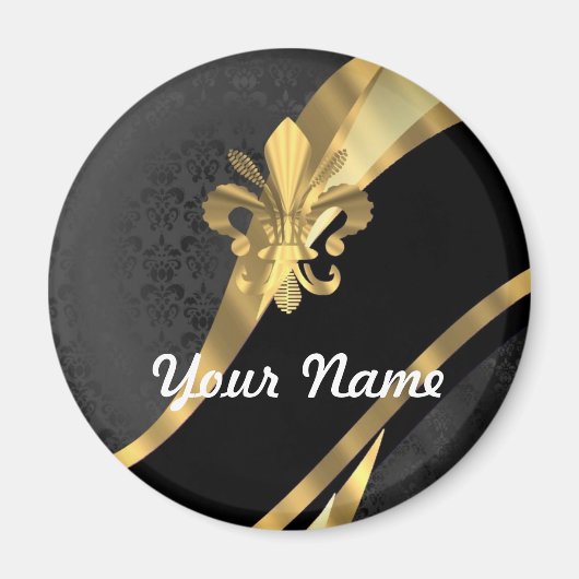 Aimant Fleur de lys or noir (Devant)