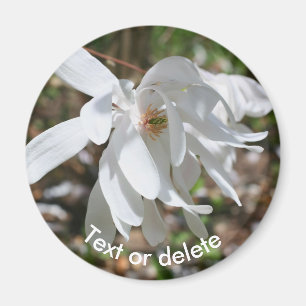 Aimant Fleur de magnolia blanche personnalisée