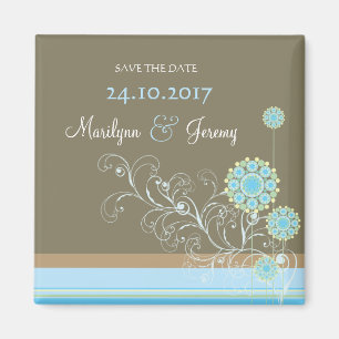 Aimant Fleur De Neige Bleue Failles Chic Mariage Enregist