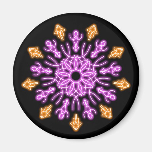 Aimant Fleur de néon rose et orange (Devant)