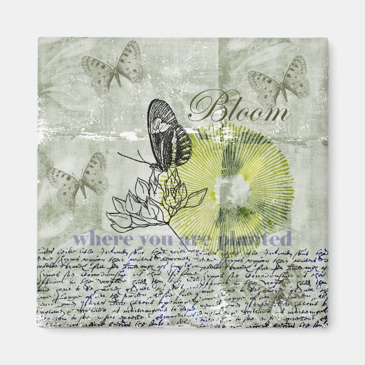 Aimant Fleur de papillon inspirée (Devant)