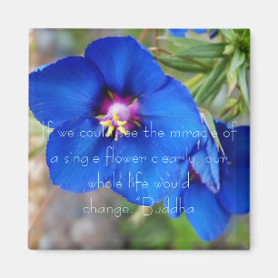 Aimant Fleur de pavot bleu avec la citation de