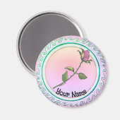 Aimant Fleur de rose rose (Recto/Verso)