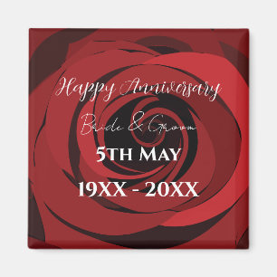 Aimant Fleur de rose rouge pour mariage et anniversaire d