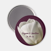 Aimant Fleur de tulipe blanche Mariage personnalisé (Recto/Verso)