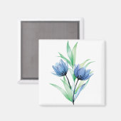 Aimant Fleur de tulipe bleue (Recto/Verso)