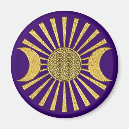 Aimant Fleur de vie avec la lune (Devant)