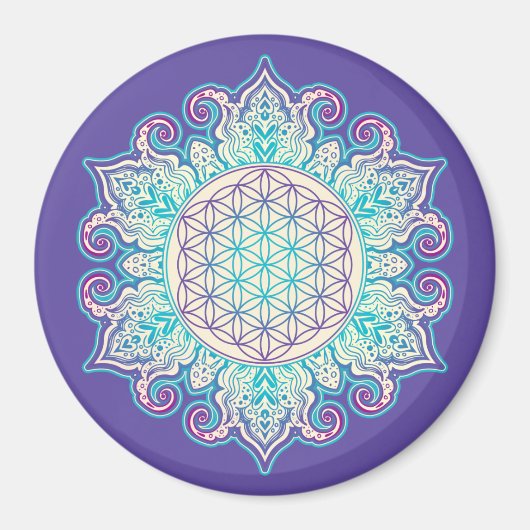 Aimant Fleur De Vie - Indien Mandala 2 (Devant)