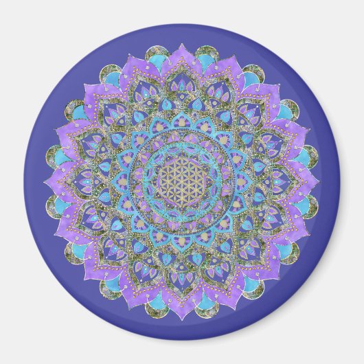 Aimant Fleur de Vie - Mandala de style indien 2 (Devant)