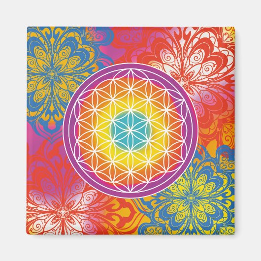 Aimant Fleur de vie mandala zen (Devant)