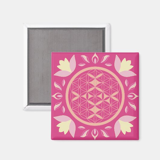 Aimant fleur de vie rose (Recto/Verso)