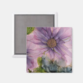 Aimant fleur d'encre d'alcool rose et violet (Recto/Verso)