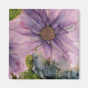 Aimant fleur d'encre d'alcool rose et violet