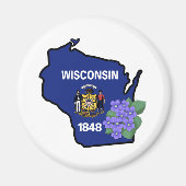 Aimant Fleur d'État du pavillon du Wisconsin Clé violette (Devant)