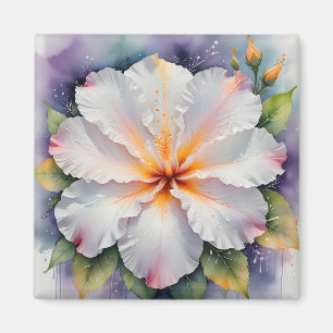 aimant fleur d'hibiscus blanc