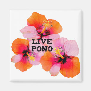 Aimant Fleur d'Hibiscus d'Hawaï Vivre Pono Dessin Tropica