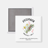 Aimant Fleur du mois de naissance DÉCEMBRE Christian (Recto/Verso)