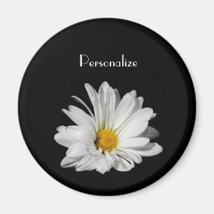 Aimant Fleur élégante de marguerite blanche avec le nom