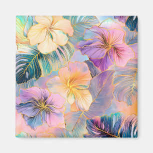 Aimant Fleur Exotique Feuille en fleurs bleues