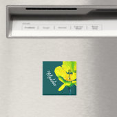 Aimant Fleur floue abstraite aquarelle jaune (In Situ (Lave-vaisselle))