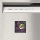 Aimant Fleur fractale grise et pourpre moderne abstraite (In Situ (Lave-vaisselle))