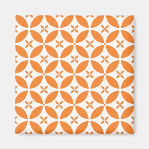 Aimant Fleur géométrique à quatre pétales motif orange et