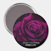 Aimant Fleur gothique violet-rouge rose Date (Recto/Verso)