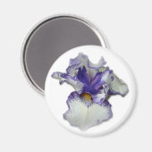 Aimant Fleur Iris à fond bleu et blanc (Recto/Verso)